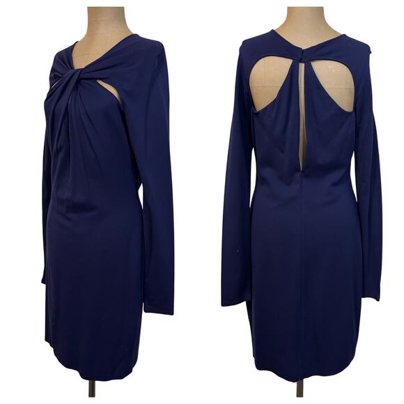 Halston Heritage Mini Dress Twist Front Midnight - Picture 4 of 5